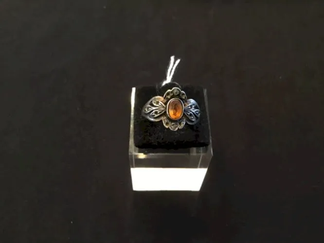 Bague argent avec pierre orange 19 eme