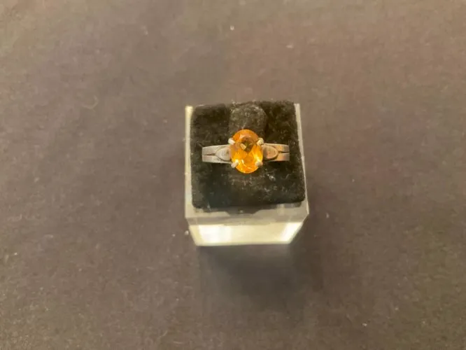 Bague argent avec pierre ovale de grenat (T54)