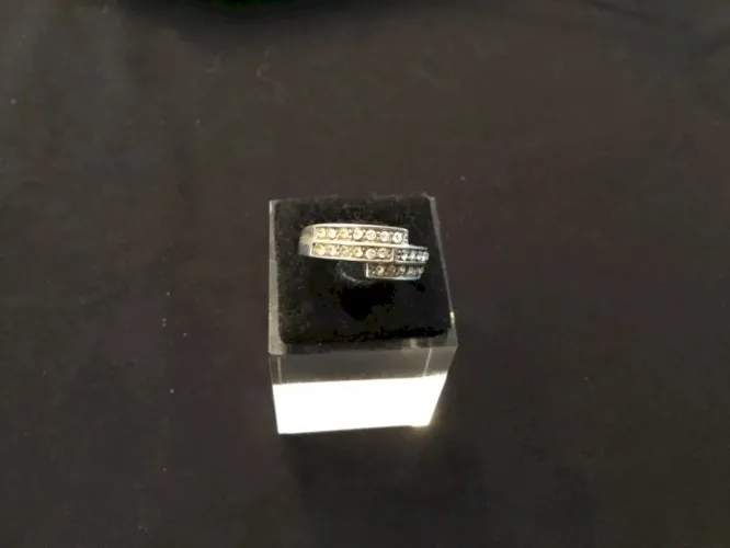 Bague argent avec strass blanc