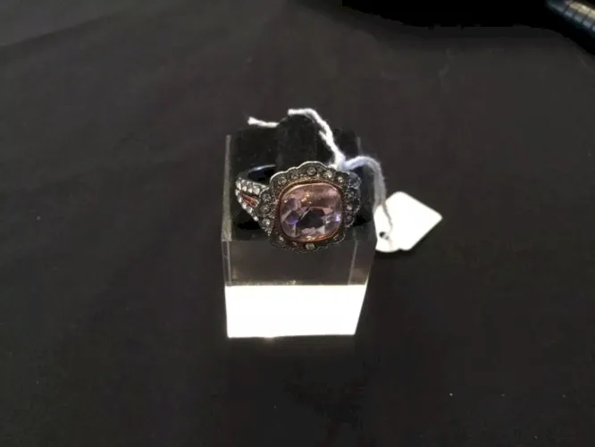 Bague argent avec strass et pierre rose