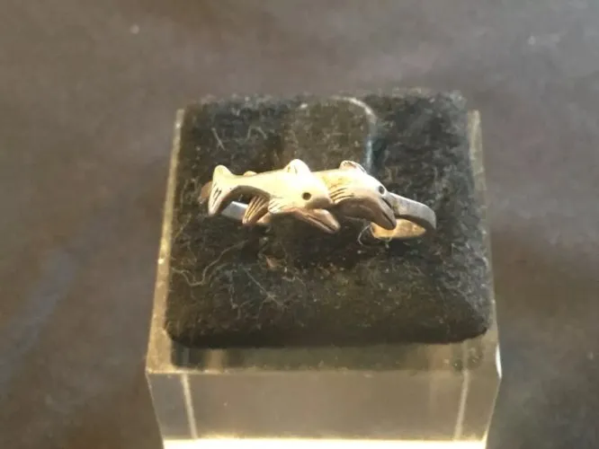 Bague argent double dauphins T53