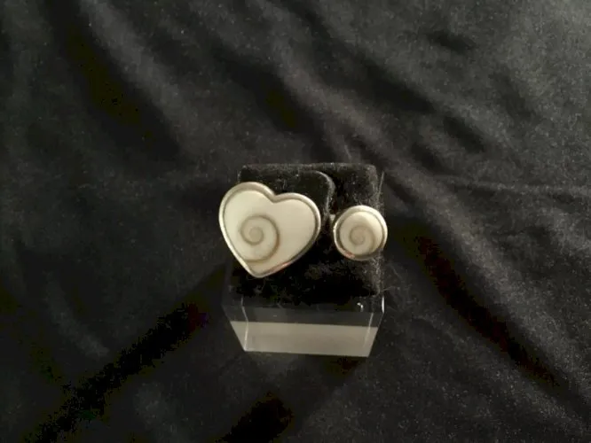 Bague argent œil de sainte Lucie cœurs et rond taille réglable