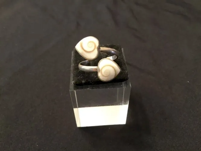 Bague argent œil de sainte Lucie double cœurs taille réglable