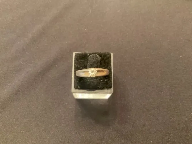 Bague argent pierre strass rond transparent (T60)