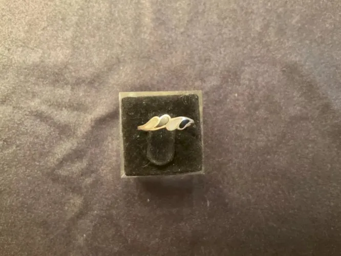 Bague argent quatre vague blanche et noir (T48)