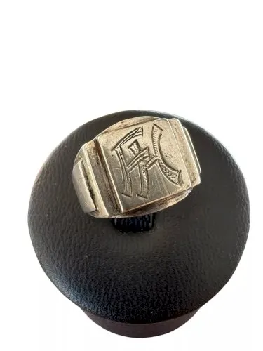 Bague art déco argent chevalière unisexe 1925 vintage Poinçonné Ancien FR61