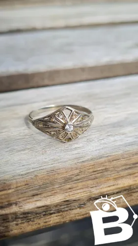 Bague Art Déco en or et diamants années 20 -bague de fiançailles- à restaurer