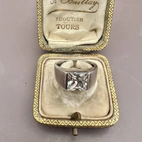 Bague Comtemporaine - argent- Cristal -Vintage Taille 52 Fr - Poinçonné 925