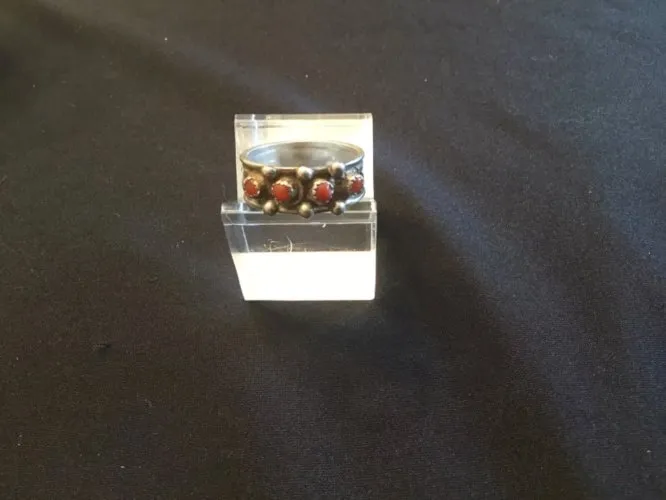 Bague Corail Argent Massif 19ème 3,70g T57