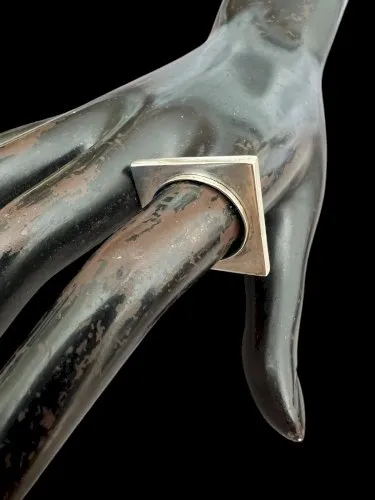 Bague Design Vintage 1970 Argent Massif Taille 54 Géométrique unisexe, créateur