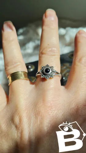 Bague en argent 925 pierre onyx et marcassites