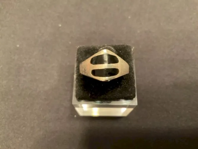 Bague en argent avec deux pierres onyx taille 54