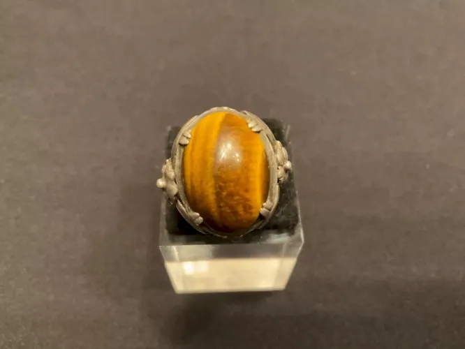 Bague en argent et œil de tigre taille réglable