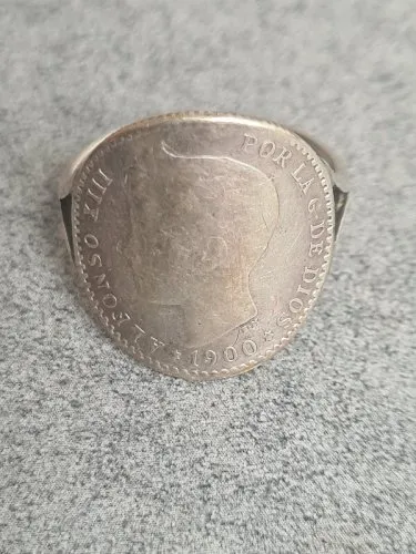 BAGUE EN ARGENT MASSIF ALFONSO XIII 1900