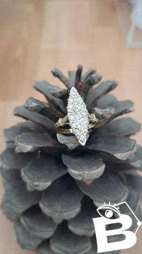 Bague marquise en or et diamants - bague ancienne- T 48/8