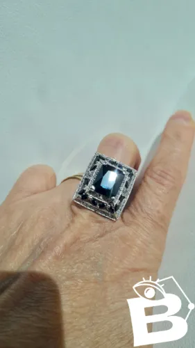 Bague oversize en argent taille 17,3 onyx