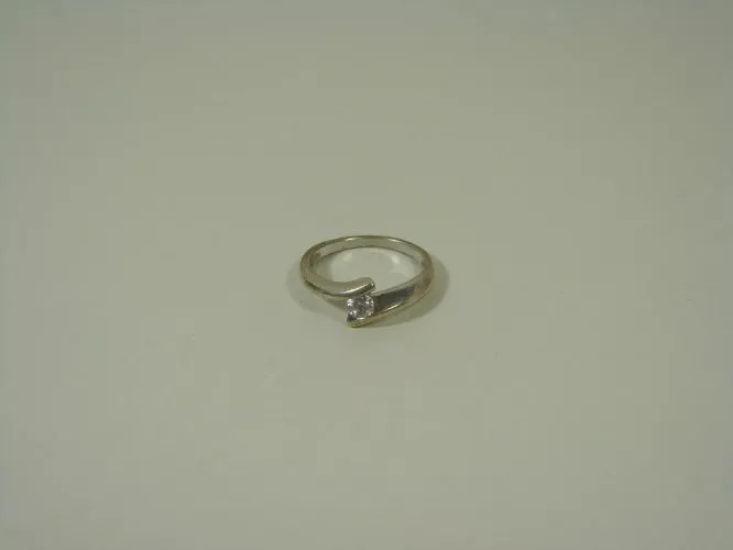 Bague Pierre Transparente Argent 925 Vintage T 54 - 55
