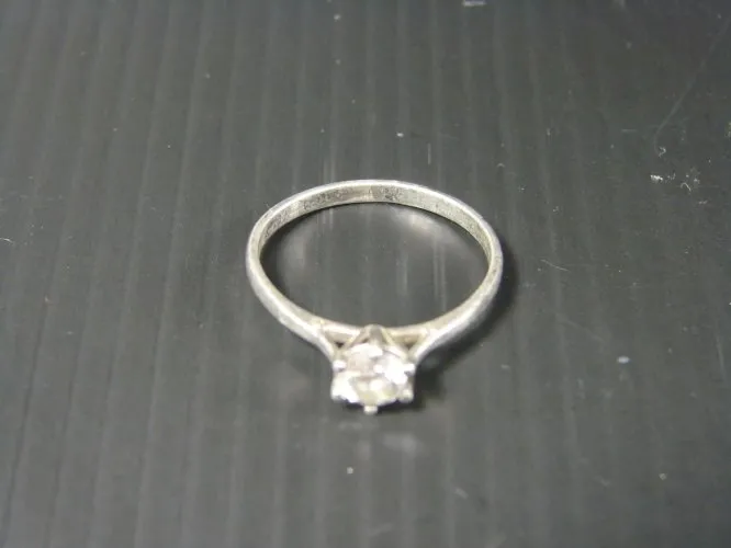 Bague Vintage Ag. Massif & Pierre Zirconium Poinçon, T - 57, P - 1,7 grs