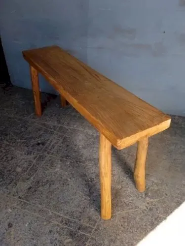 Banc 100 cm bois massif ancien patiné