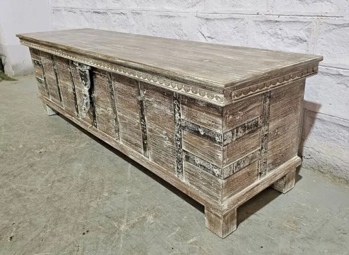 Banc - coffre en teck birman