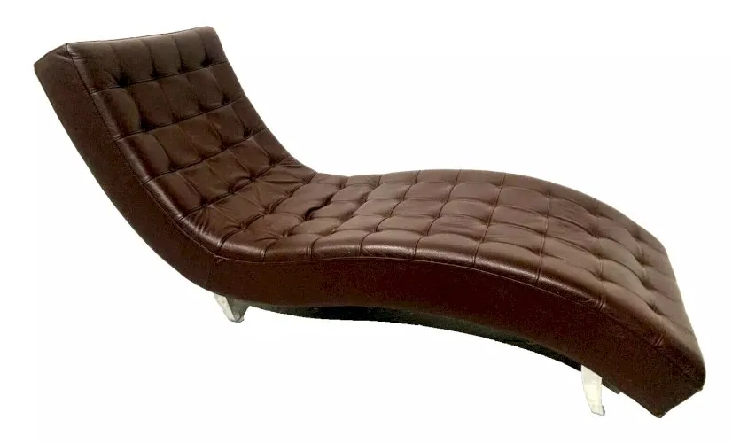 Banquette de relaxation en damier de cuir noir XX siècle