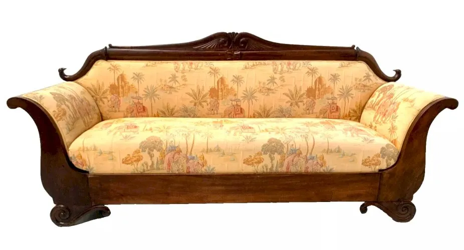 Banquette de style Empire en acajou et placage XIX siècle