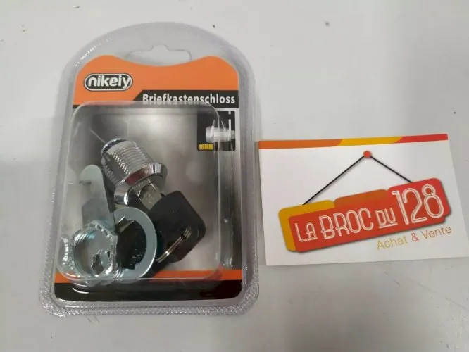 Barillet Serrure Crochet Boite aux lettres vestiaire cassier + 2 Clé - 16mm
