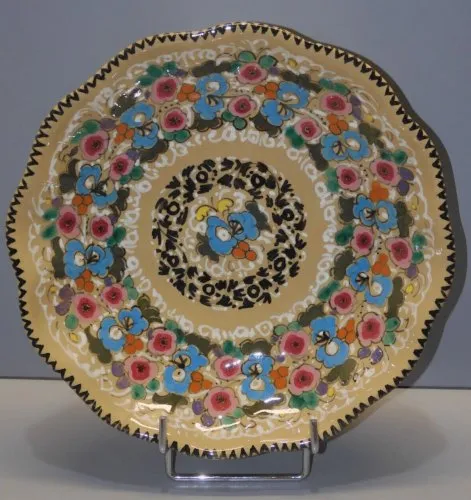 -BELLE ANCIENNE ASSIETTE DECORATIVE signée G MOLARONI PESARO fleurs XXe D