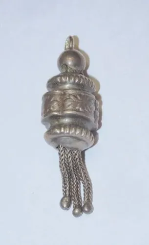 -BELLE ANCIENNE BRELOQUE de CHATELAINE ARGENT Poinçon Charançon CHAÎNE AUTRE D