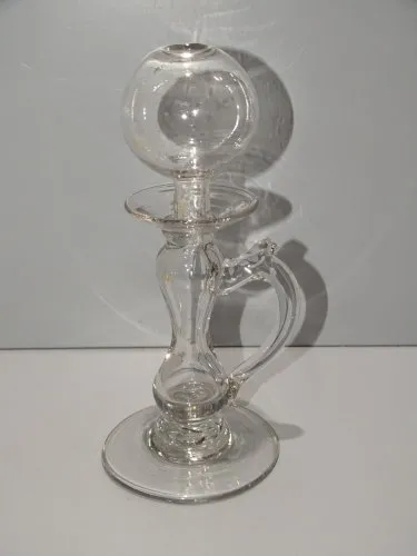 -BELLE ANCIENNE LAMPE DE DENTELIERE EN VERRE SOUFFLE XIXe COLLECTION   D