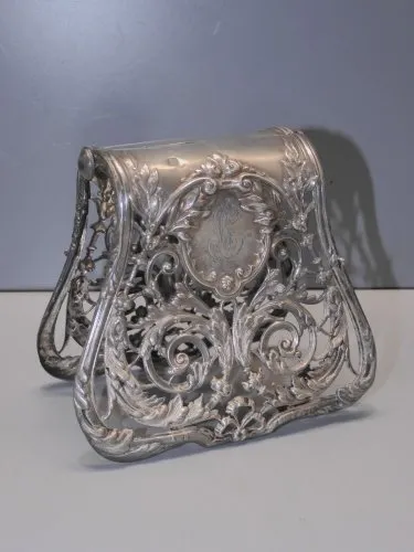 -BELLE ANCIENNE PINCE A ASPERGES METAL ARGENTE ORFEVRE SERVAN MONOGRAMMEE SL? D