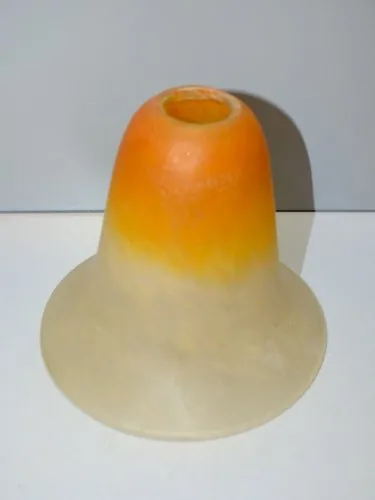 -BELLE ANCIENNE TULIPE PATE de VERRE signée SCHNEIDER ORANGE et BLANC  D