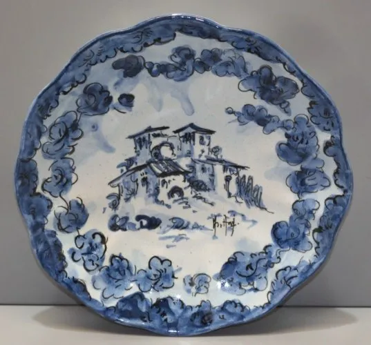 - BELLE ASSIETTE CERAMIQUE ITALIENNE ALBISOLA UN VILLAGE ITALIEN AU CENTRE  D