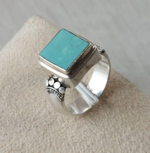 Belle bague, style Navajo, turquoise, en argent massif