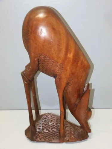 -BELLE GRANDE ANCIENNE STATUE ANTILOPE BOIS Sculpté orig. AFRIQUE Jus grenier D