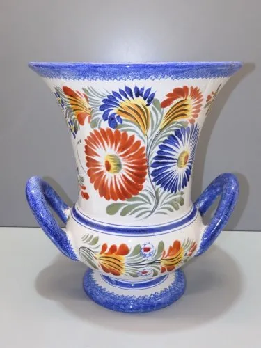 -BELLE GRANDE JARDINIERE GRAND VASE CERAMIQUE HENRIOT XXe 30 cm déco fleurs D