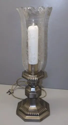 -BELLE LAMPE PHOTOPHORE électrifiée CRISTAL BACCARAT ARABESQUES Pied ETAIN D