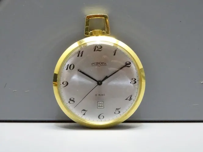 -BELLE MONTRE GOUSSET PLAQUE OR PIROFA MECANIQUE Fonctionne D