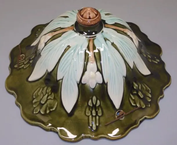 - BELLE VASQUE JARDINIERE SUSPENSION BARBOTINE XIXe FIVES LILLE? & 3 CHAINES  D