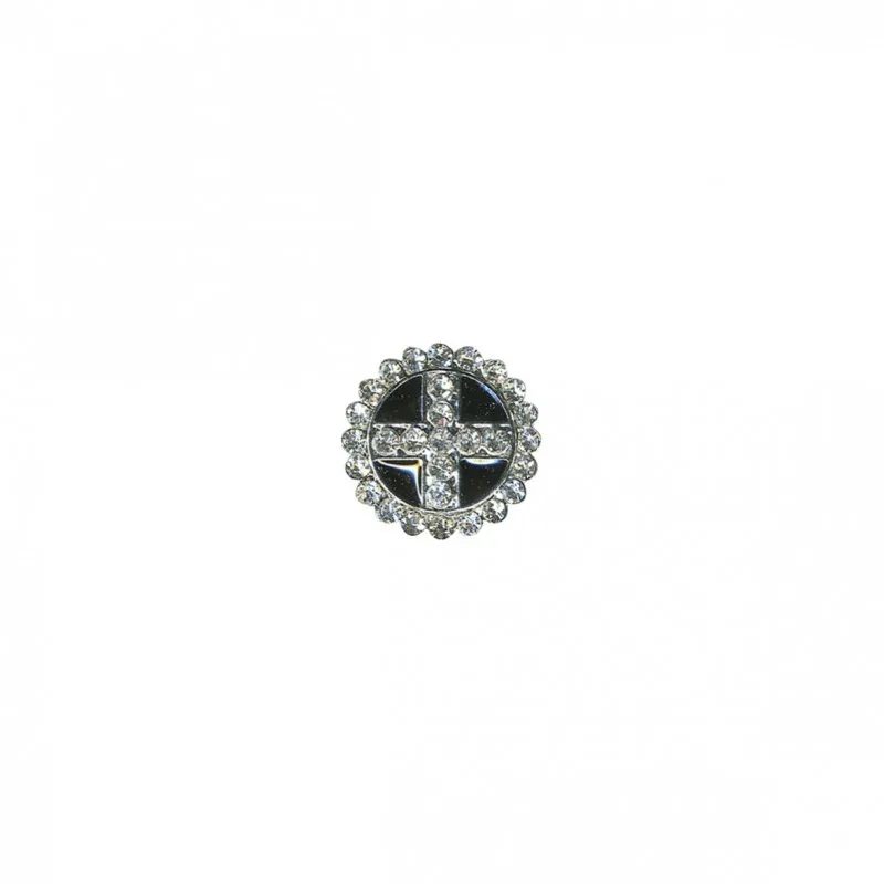 Bouton bijou rond Crystal/noir -