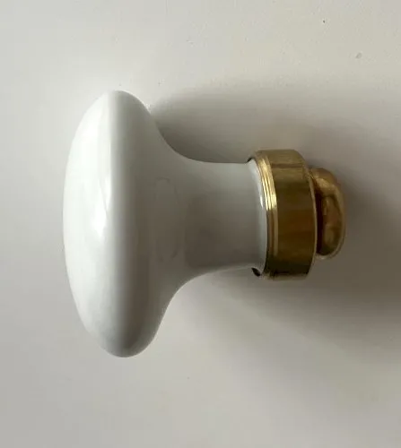 bouton poignee de porte ronde en porcelaine et laiton