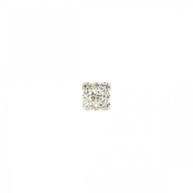 Bouton strass carre pm Argent -