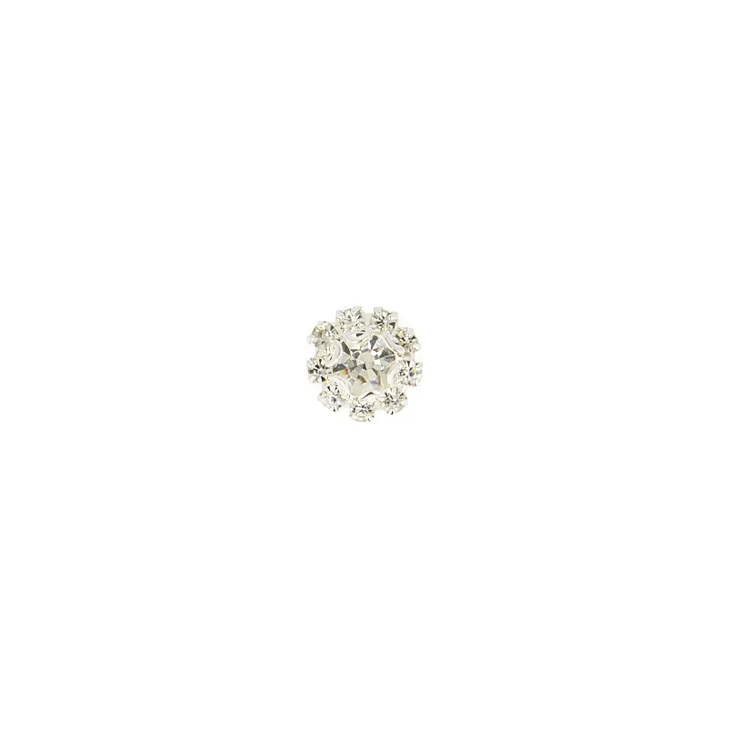Bouton strass rond pm Argent -