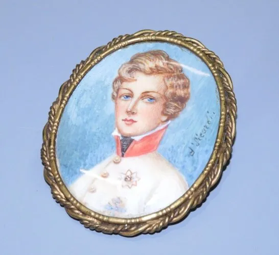 -BROCHE PENDENTIF PORTRAIT miniature ROI de ROME DUC de REICHSTADT d' SICARDI D