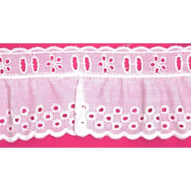 Broderie anglaise froncee Blanc -