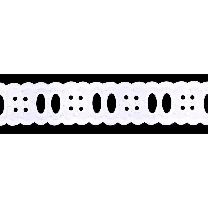 Broderie coton entre deux Blanc -