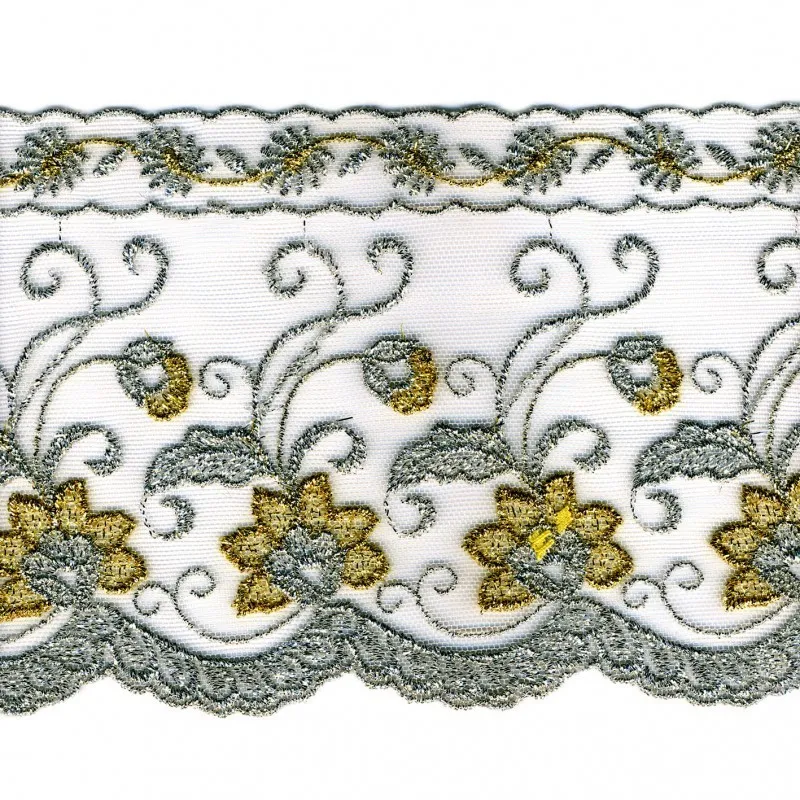 Broderie s/tulle 135mm Or -