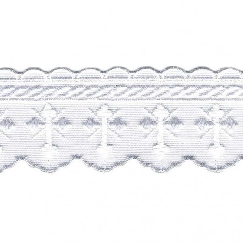Broderie s/tulle 55mm Blanc -