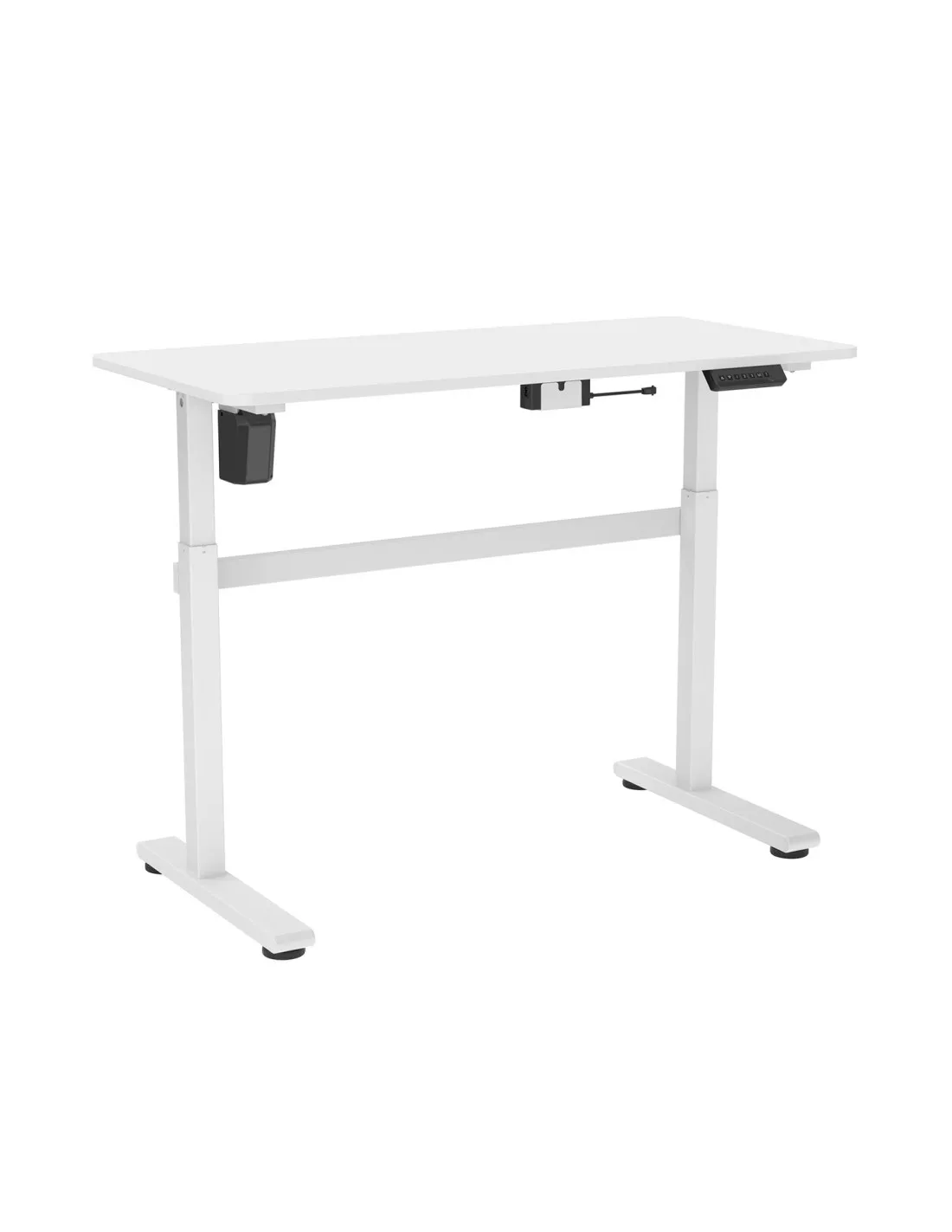 Bureau complet motorisé assis-debout 118x58cm Blanc
