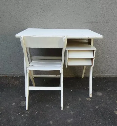 bureau enfant vintage pieds compas et sa chaise